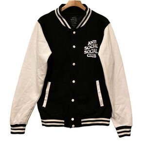 Anti Social Social Club ASSC Dropout Letterman Jacket Black / White Men’s Sz M